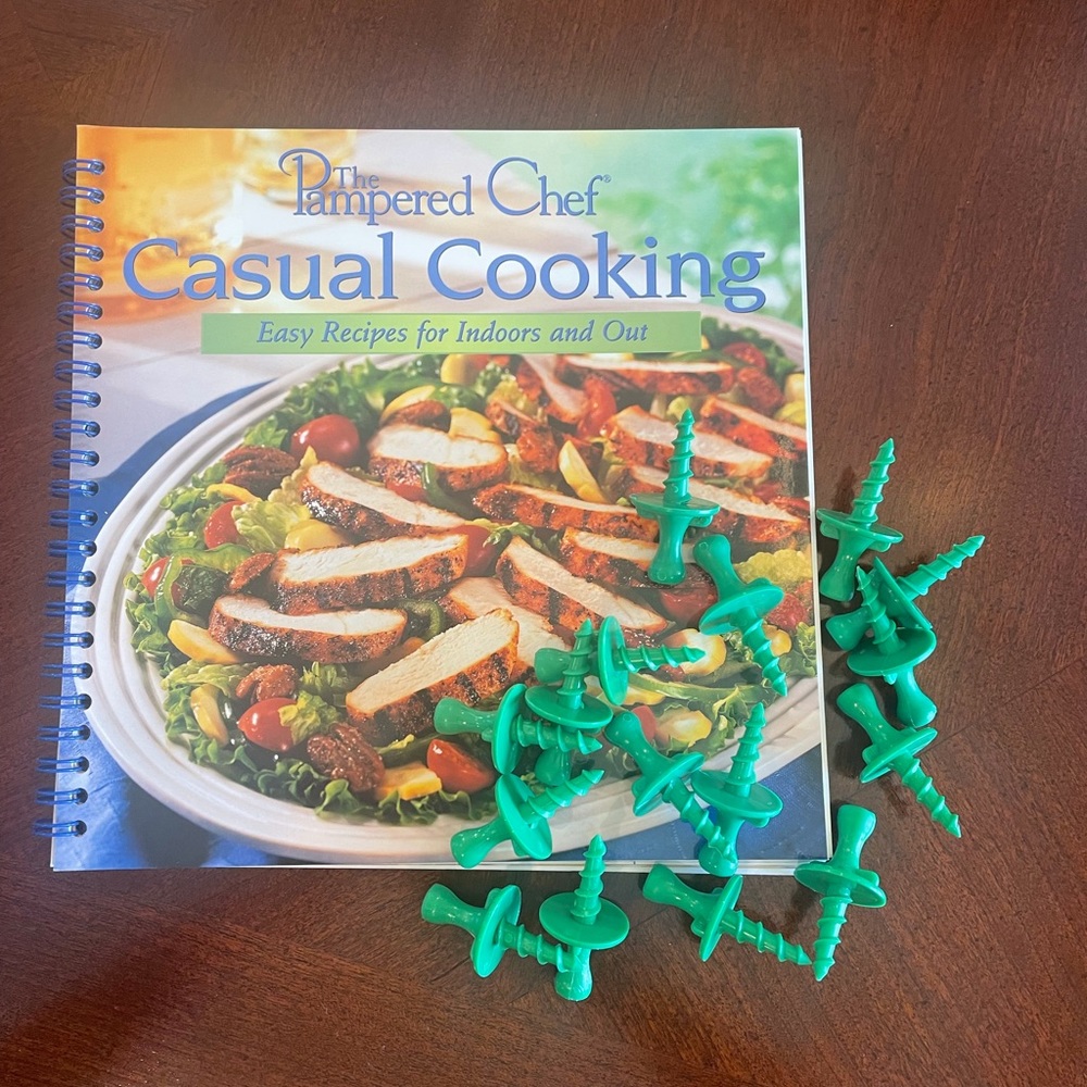 Pampered Chef Casual Cooking Cookbook and Corn-on-the-Cob Holders